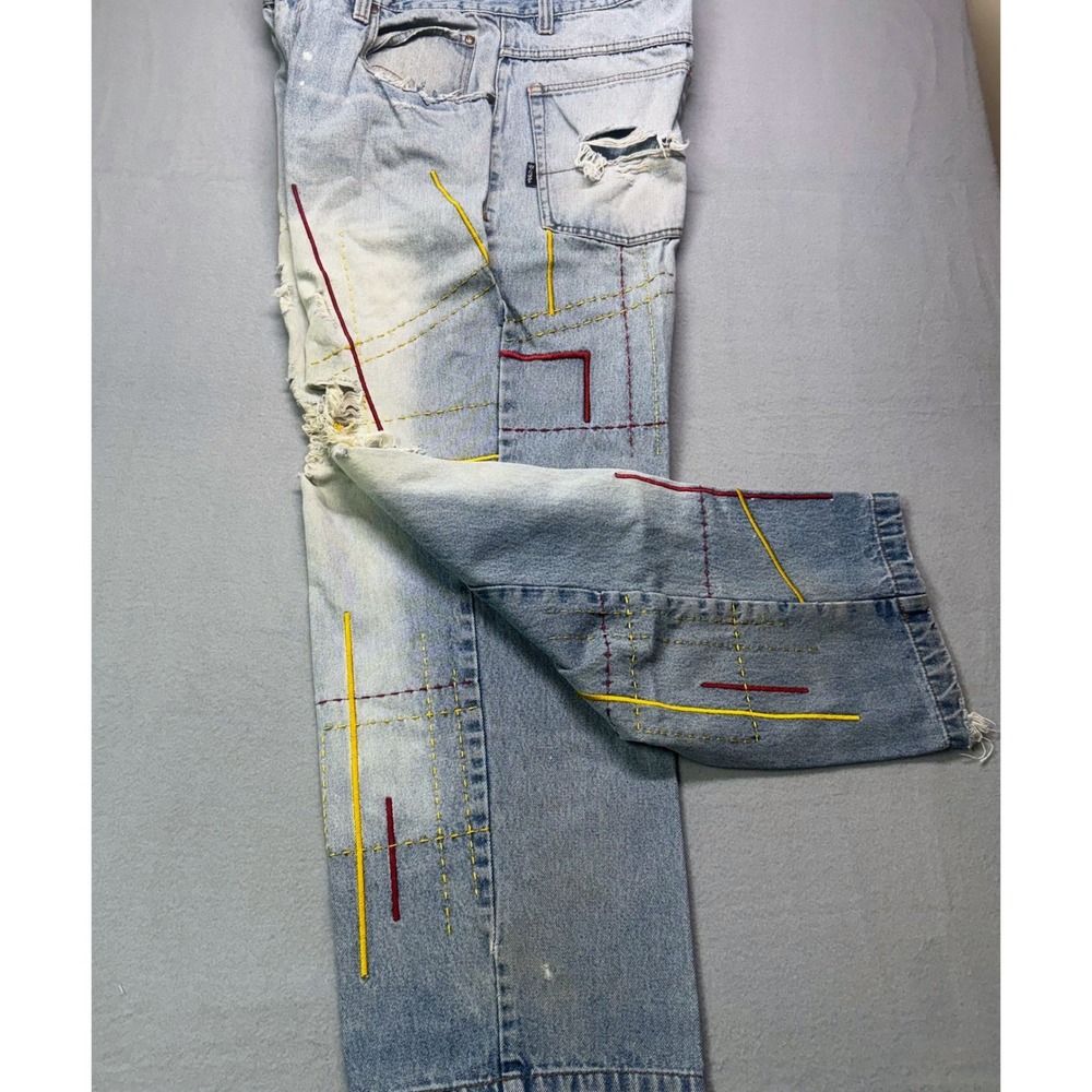 VTG Y2K Baggy URBAN EDGE Mens Distressed Jeans Light‎ Wash Size 38x34 Streetwear